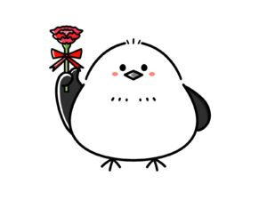 母の日の花を持つ鳥